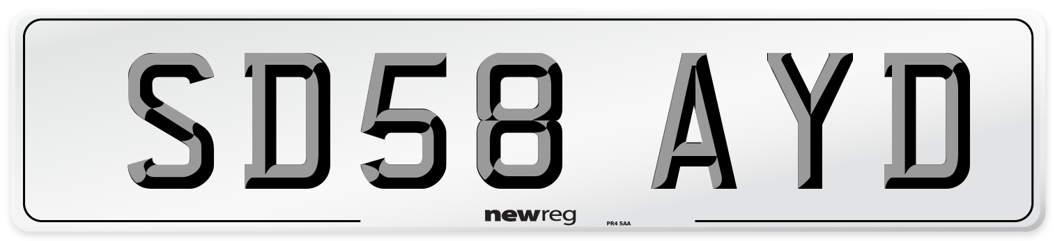 SD58 AYD Number Plate from New Reg
